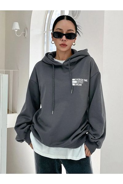 Machetta Unisex Cherish Time εμπρός και πίσω με στάμπα Oversize Hoodie: Φούτερ με κουκούλα