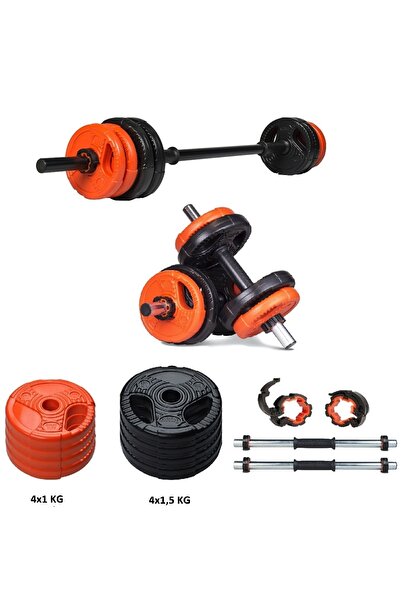 ECG Ecgspor 13 KG Grip Plate Turuncu Siyah Halter Seti ve Dambıl Seti