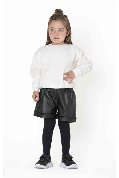 best kids Kız Çocuk Siyah Beli Lastikli Şort