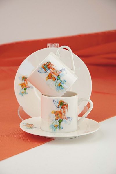 Bursa Porselen Dekor Fairy orange coffee cup set for two