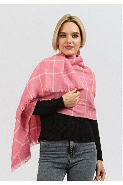 Mathilda Aksesuar Pink Scarf with White Stripes