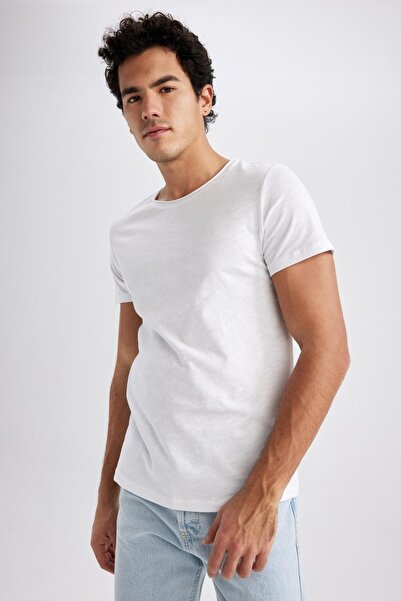 DeFacto Slim Fit Crew Neck Basic Short Sleeve 100 Cotton T-Shirt M4789az23sm