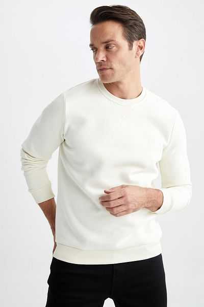 DeFacto Bavlněná mikina Regular Fit Crew Neck Basic