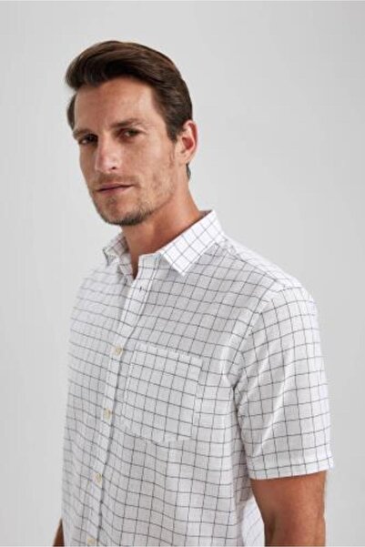 DeFacto Сорочка з регулярним кроєм, коротким рукавом і коміром