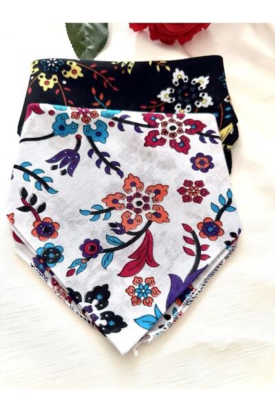 alsaccessories μαύρο και άσπρο διπλό μοτίβο λουλουδιών 100% βαμβακερή μπαντάνα