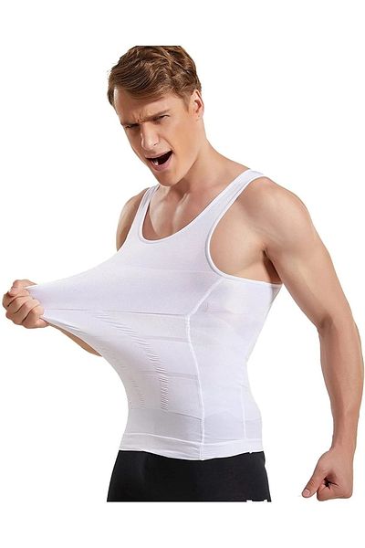 SAUNA SUIT Gynecomastia Breast and Belly Firming Size 2 Slimming Seamless Men's Athlete Corset