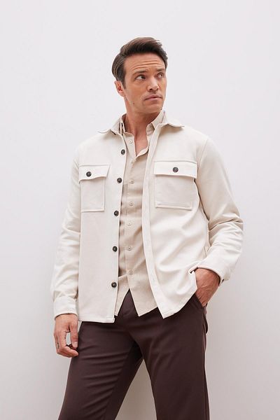 DeFacto Regular Fit Polokragen-Hemdjacke aus Wildleder mit langen Ärmeln