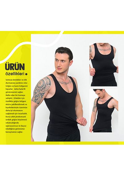 SAUNA SUIT Men's Premium Black Undershirt - Recovery Waist and Chest Belly Size 2