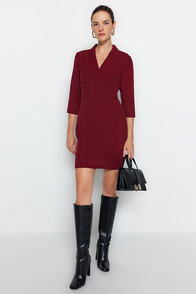 Trendyol Collection Rochie roșie mini cu decolteu în V țesute TWOAW23EL00384