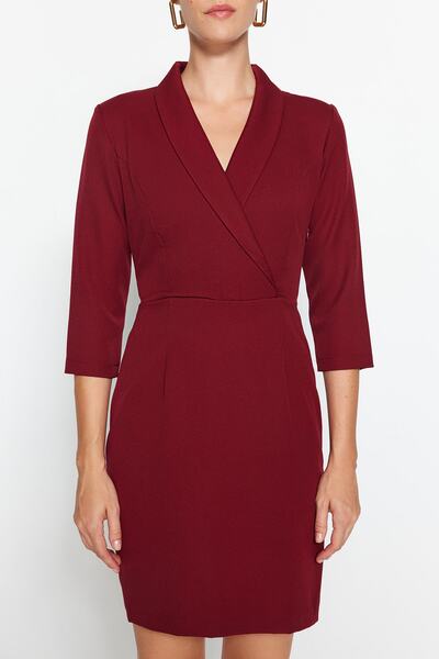 Trendyol Collection Claret Red Mini V-Neck Woven Dress TWOAW23EL00384