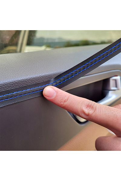 C9 8 Meters Leather Trim Tape with Blue Stitching