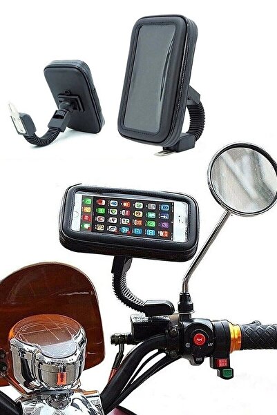 POWERTEC Motosiklet Bisiklet Telefon Tutucu Ayna Bağlantılı Su Geçirmez Öneml...