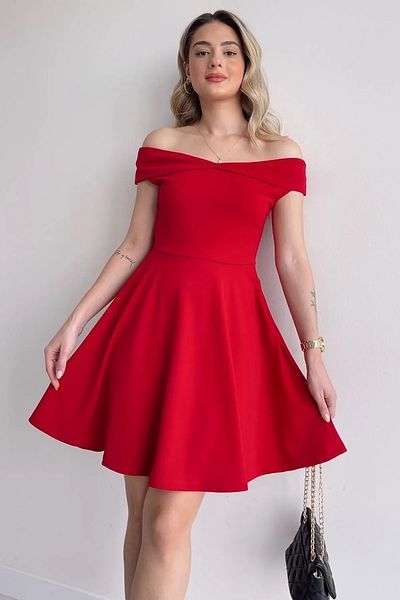 vuvutasarım New Season Γυναικείο Stretchy Scuba Crepe Fabric Madonna Collar Κοντό μίνι φόρεμα 079