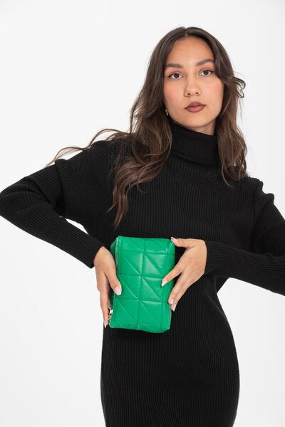 PurpleART Kadın Kapitone Portföy El Çantası