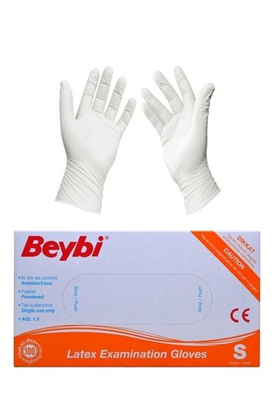 Beybi Powdered Latex Examination Gloves 1x100 -small- Novavital Medikal