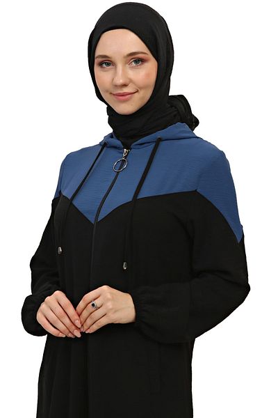 Saraylı Hooded Zippered Pocket Cap Trousers Set Women's Hijab Bottom and Top Set
