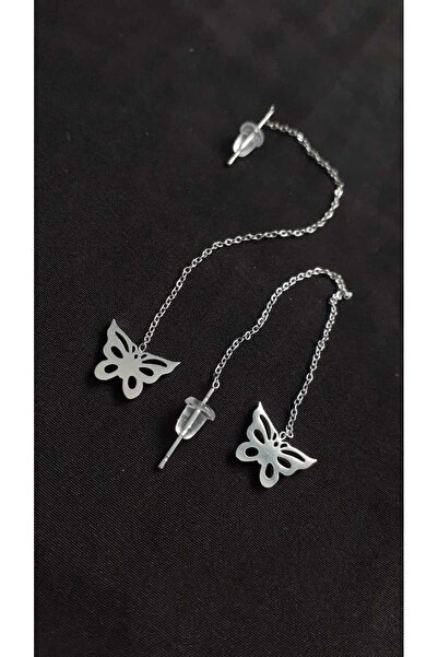 stainless steell kelebekli sallantılı küpe