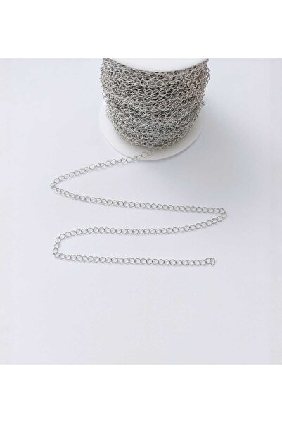 REN AKSESUAR سلسلة فضية اللون مطلية بالنيكل بطول 2 متر
