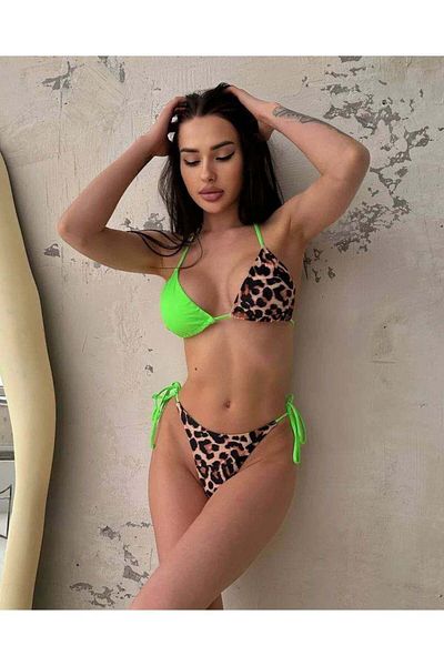 bikinistan Σετ μπικίνι λεοπάρ διπλού χρώματος