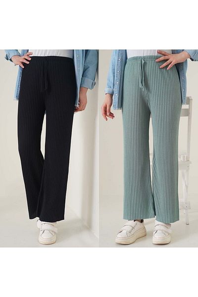 ipek collection Set of 2 Comfortable Corded Camisole Pants - Large and Loose