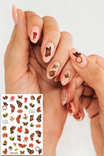 BearPear Autumn Renkli Kelebek Figürleri Nail Sticker Tırnak Dövme