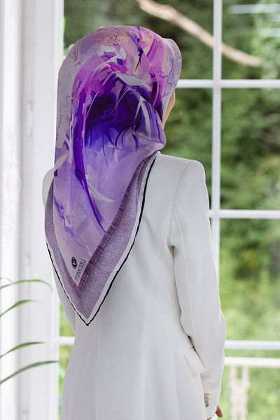 Vissona Γυναικείο Twill Silk Φουλάρι Λιλά/μωβ