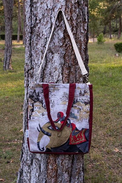 XbyYULA Tapestry shoulder Cotton BAG snaps Large volume organic printing beach-daily-Canvas shoulder bag