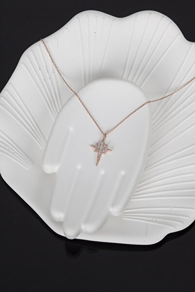 klas gümüş Kutup Yıldızı Modelli Kolye 925 Ayar Gümüş