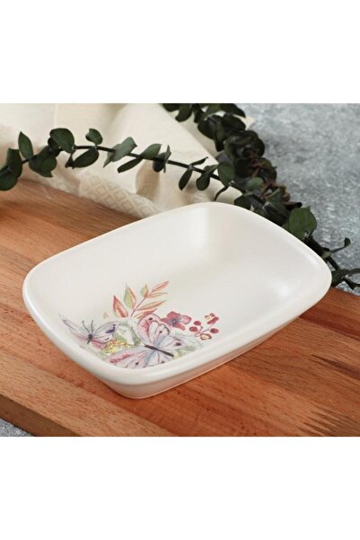 Keramika طبق قارب مستطيل 13 سم، أبيض مطفي 022