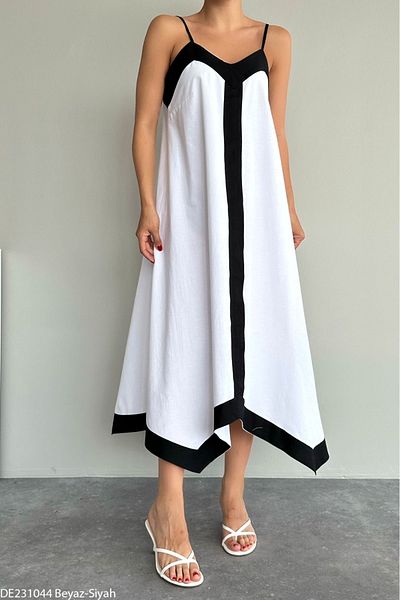 Zey Studio Γυναικείο φόρεμα με λαιμόκοψη V με αντίθεση