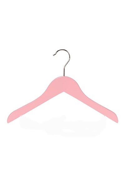 36 Adet Ahşap Bebek Elbise Askısı Vernikli Ahşap Çocuk Askısı Pembe Boyalı 32 Cm