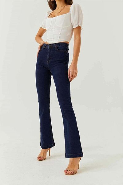 DRC trend Kevin Pantaloni din denim cu talie înaltă pentru femei, blugi evazați din lycra