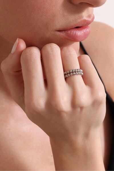 Silvano Jewelry 925 Ayar Gümüş Ayarlanabilir 2 Sıra Dorika Yüzük