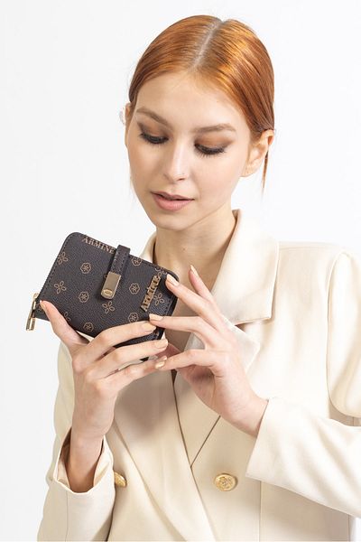 Armine C01 Printed Women's Wallet Brown Printed