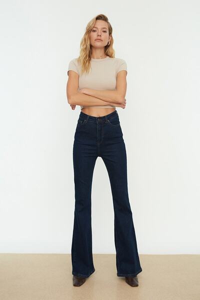 DRC trend Жіночі джинси Reagan темно-сині з високою талією, ластиком і розкль...