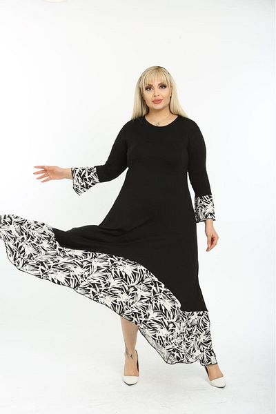 ABARSE Women's Black Patterned Dress