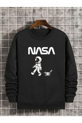 CLAYES Nasa Uzay Sweatshirt Siyah Bask l Oversize Bisiklet Yaka Fiyat Yorumlar Trendyol