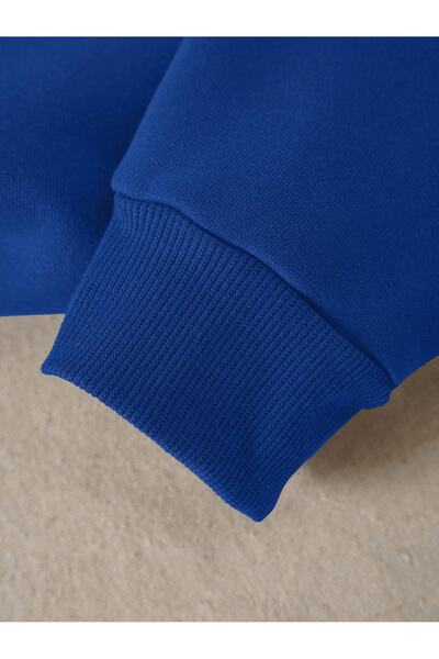 Revasser Unisex Düz Renkli Oversize Bisiklet Yaka Pamuklu Sweatshirt