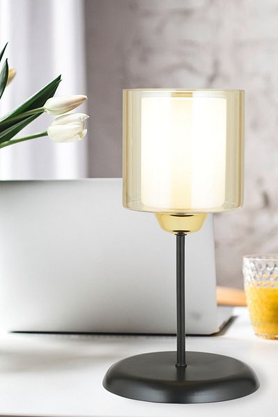 Kraliçe Black Table Lamp Double Glass Luxury Chandelier