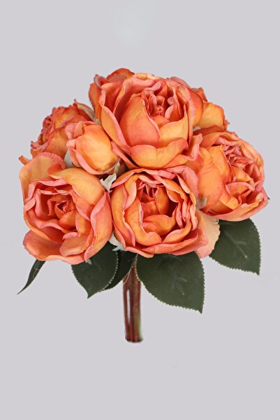 Yapay Çiçek Deposu Yapay Lux 10lu Kuru Model Tomurcuklu Gül Buketi 30 cm Turuncu