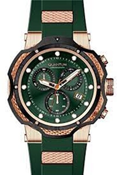 Quantum HNG1051.875 47 mm Green-Rose Silicone Cord Men's Wrist Watch