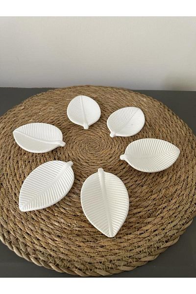 KÖSTEKCİ Σετ 6 τεμαχίων Coffee Color Leaf Design Dragelic - Χειροποίητο, Παρουσίαση και Μπολ Λουκούμι Διακοσμητικό Αντικείμενο