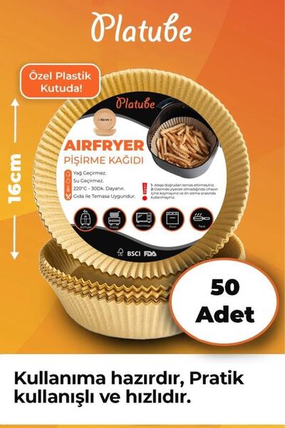 Platube Pişirme Kağıdı 50 Adet Airfryer Yagli Kagit Xiaomi Philips Air Fryer Tüm Markalara Uyumlu Yuvarlak