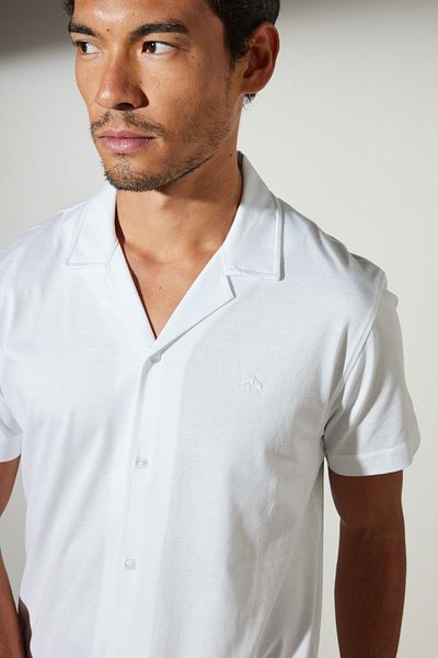 BROOKS BROTHERS Men's White Comfort Fit Relaxed Fit Apache Collar Print Shirt