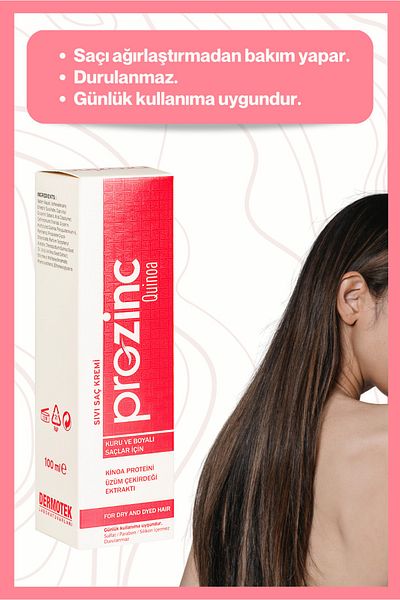 Prozinc Quinoa Liquid Conditioner that Prolongs the Life of Dye in Dry and Dyed Hair 100ml