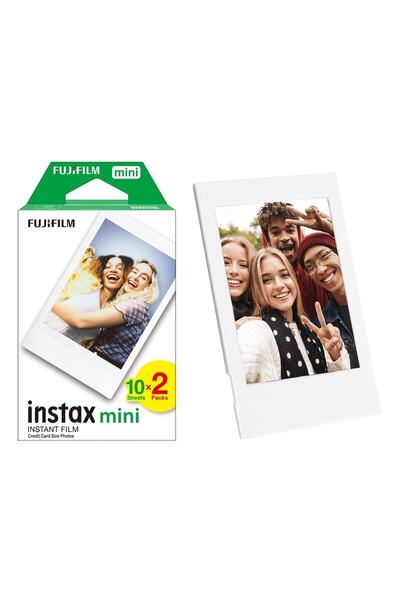 Fujifilm Instax Mini 12 Makine Uyumlu 20'li Film ve Beyaz Fotoğraf Çerçevesi