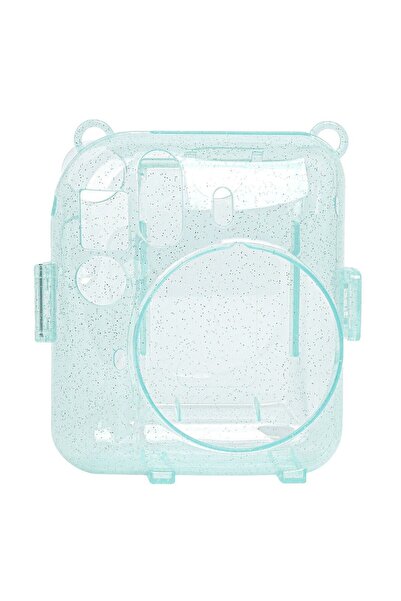 Fujifilm Instax Mini 12 Makine Uyumlu Yeşil Simli Pleksi Kılıf