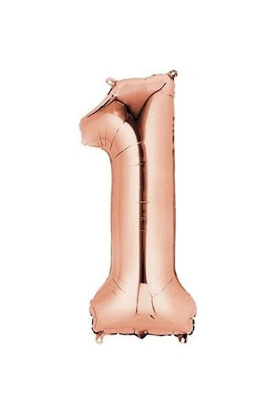 Deniz Party Store Rose Gold 40" Inch 100 Cm 1 Number Foil Balloon