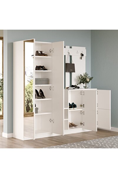 L'occi Concept Belize Vestiyer Portmanto Ayakkabılık Beyaz