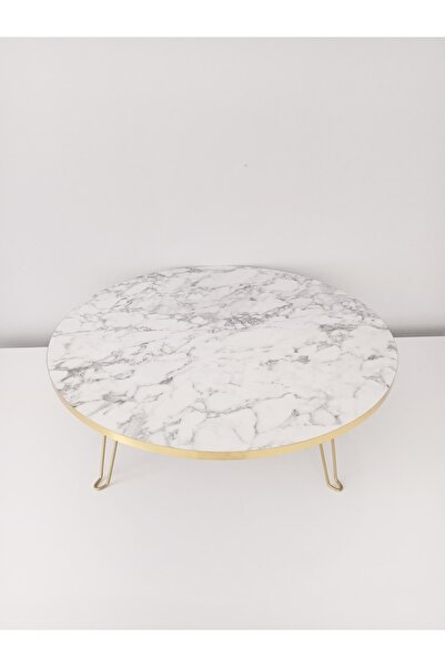 DOGANDEKOR 80 CM YUVARLAK GOLD DETAYLI YER SOFRASI